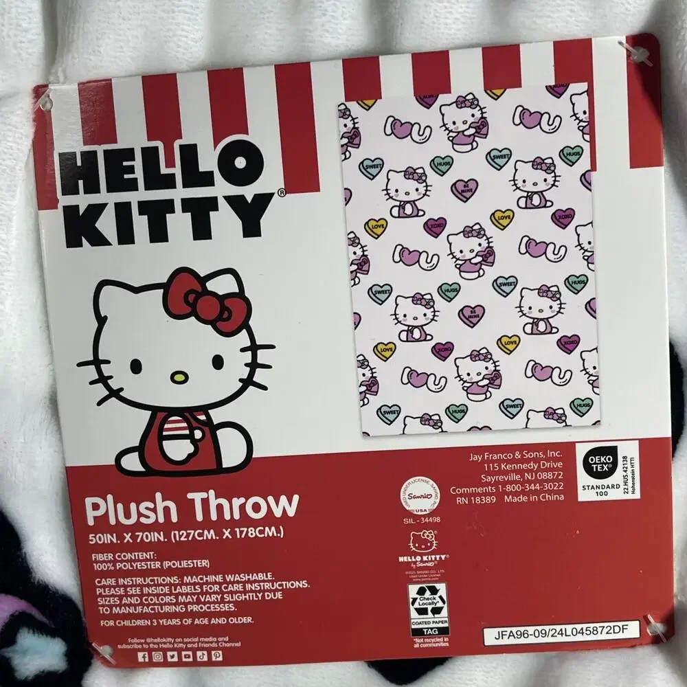 Hello Kitty Throw Blanket Valentine Love Conversation Candy Hearts 2025 Sanrio